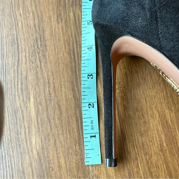 Aquazzura Boots Women 38.5 US 8 Matignon Black Suede Leather Stiletto Heel Booti